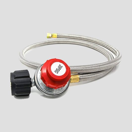 Cooking Station 20 PSI High Pressure Regulator w/ QCC1 Propane Tank Connection, 5' Stainless Steel Braided Hose, 3/8" Female Flare Swivel Connection 247 Propane |Miami, FL