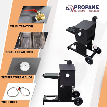 4 Gallon Outdoor Propane Deep Fryer – High Heat Portable Steel Fryer | 24/7 Propane